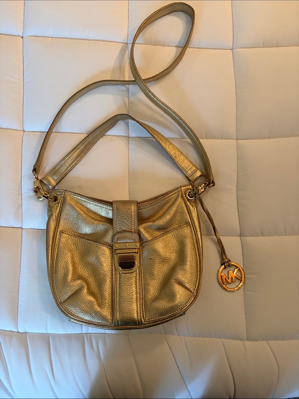 Michael Kors Metallic Gold Leather Shoulder Bag